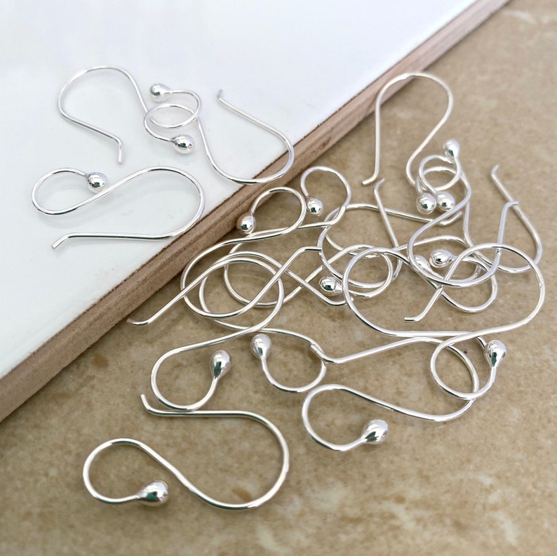 bulk silver earring hooks for jewellery making, argentium .935 silver