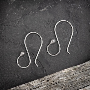 Argentium silver earring hooks for jewellery making, .940 nickel-free silver earwire in .8mm/20 gauge wire. Handmade in Australia.