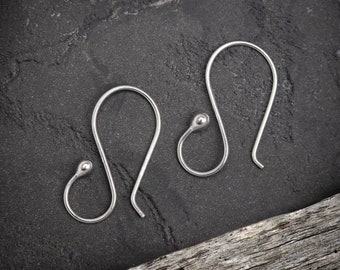 Shepherds Hooks .940 Argentium Silver, handmade earring wires, nickel free jewellery making findings.