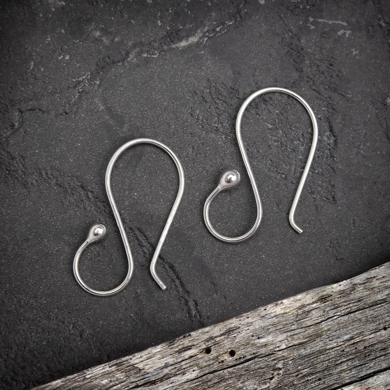 Argentium silver earring hooks for jewellery making, .940 nickel-free silver earwire in .8mm/20 gauge wire. Handmade in Australia.