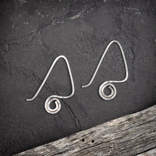 Silver Plated Triangle Earring Hooks, handmade earwires, jewellery making findings, 20gauge/.8mm. Made in Australia.