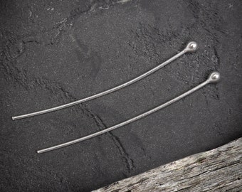 Balled 60mm Silver Headpins .940 Argentium Silver, handmade jewellery making pins.
