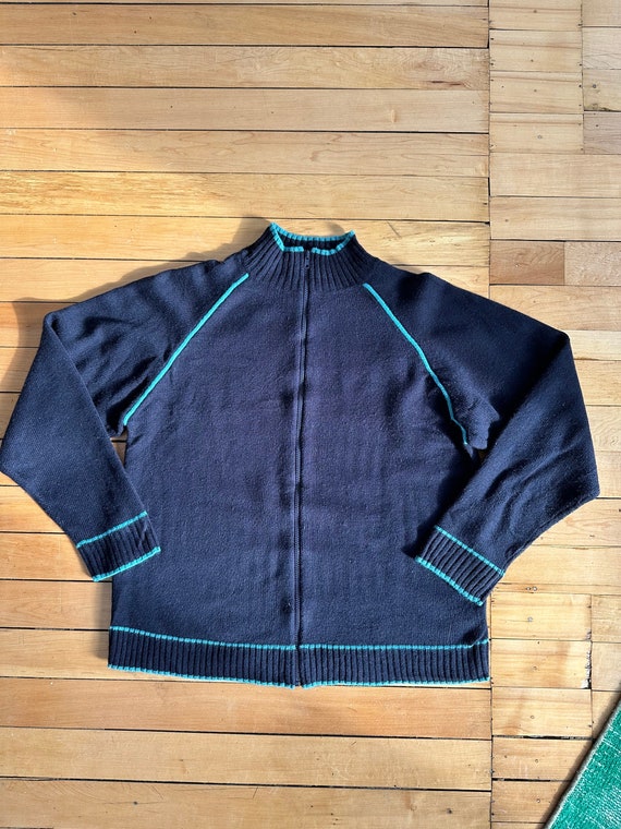 90s stussy wool zip up sweater / cardigan / skate… - image 1