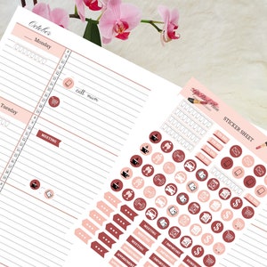 Functional icon planner stickers Sheet - stylish planner stickers kit - water Stickers - scripts, Diary Bullet Journal Sticker, gift for her