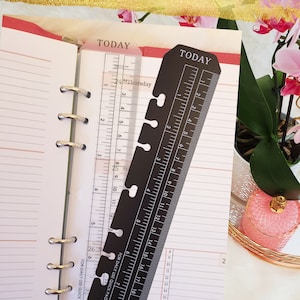 six hole matte index ruler, planner divider, bookmark a5, bookmark a6, personal size page marker, narrow vertical planner divider