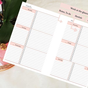 Bedrukte A5-weekplannerinzetstukken, uurschema, 6 gaten, weekweergave