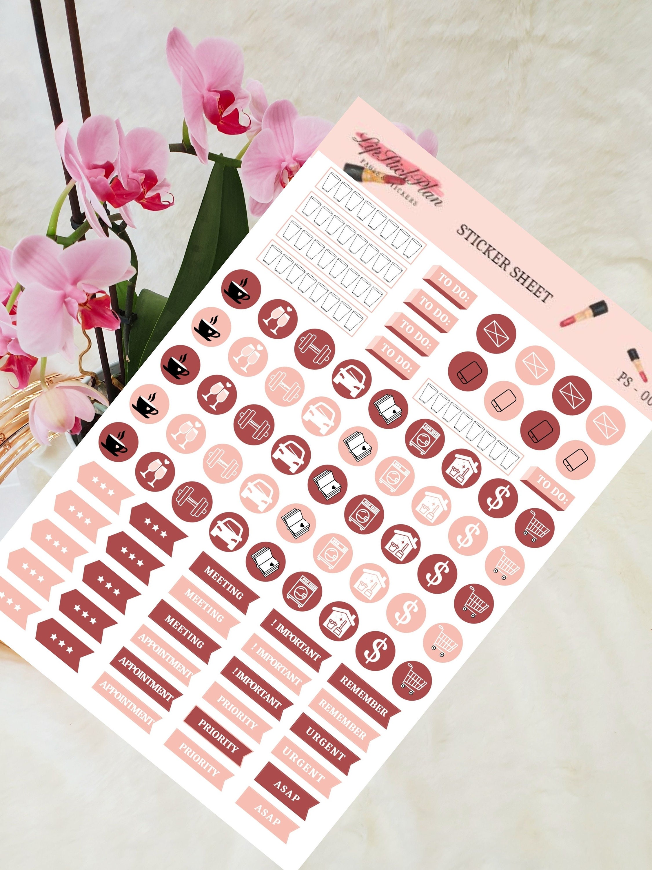 Functional Planner Stickers Sheet - Icon & Script Stickers for Diary ...