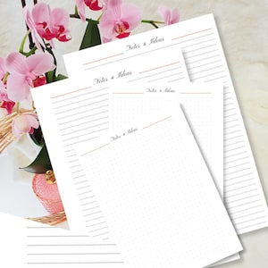 PRINTED planner inserts bundle, lined note pages, line pages, dotted grid notes and ideas pages, A5 organizer refill, dot grid inserts