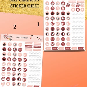 SELF CARE stickers Blad - planner stickers kit - icoon stickers, Dagboek Bullet Journal Stickers, cadeau voor haar, me time, self love