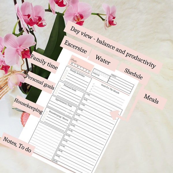 PRINTED daily planner inserts, DO1P planner pages, A5 daily planner refill, today schedule, A5 organizer, daily schedule, gift for her, mom