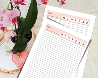 Minimalist A5 Daily Planner Inserts, Lined, Printed, day per page