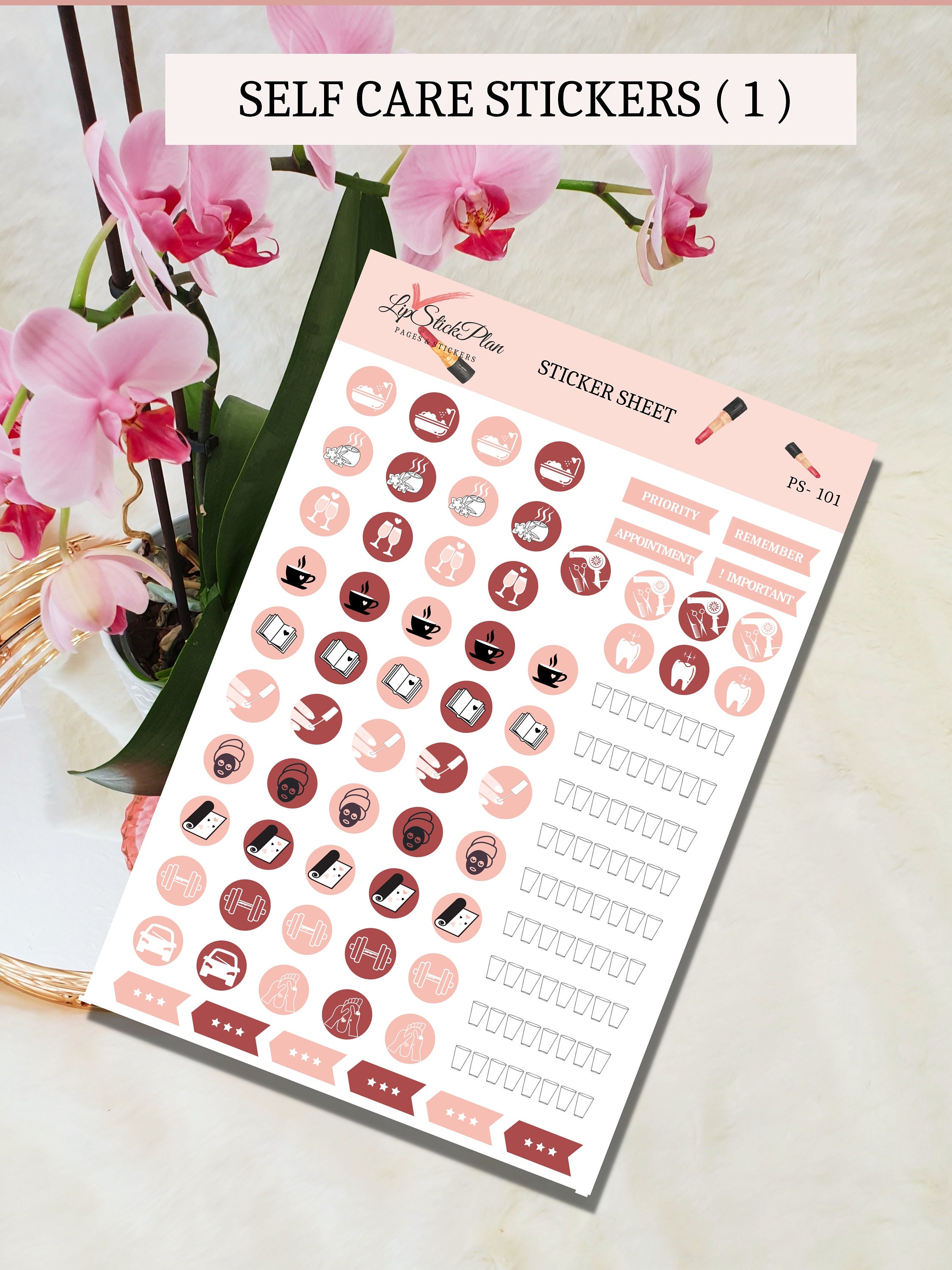 SELF CARE Stickers Sheet Planner Stickers Kit Icon - Etsy Australia