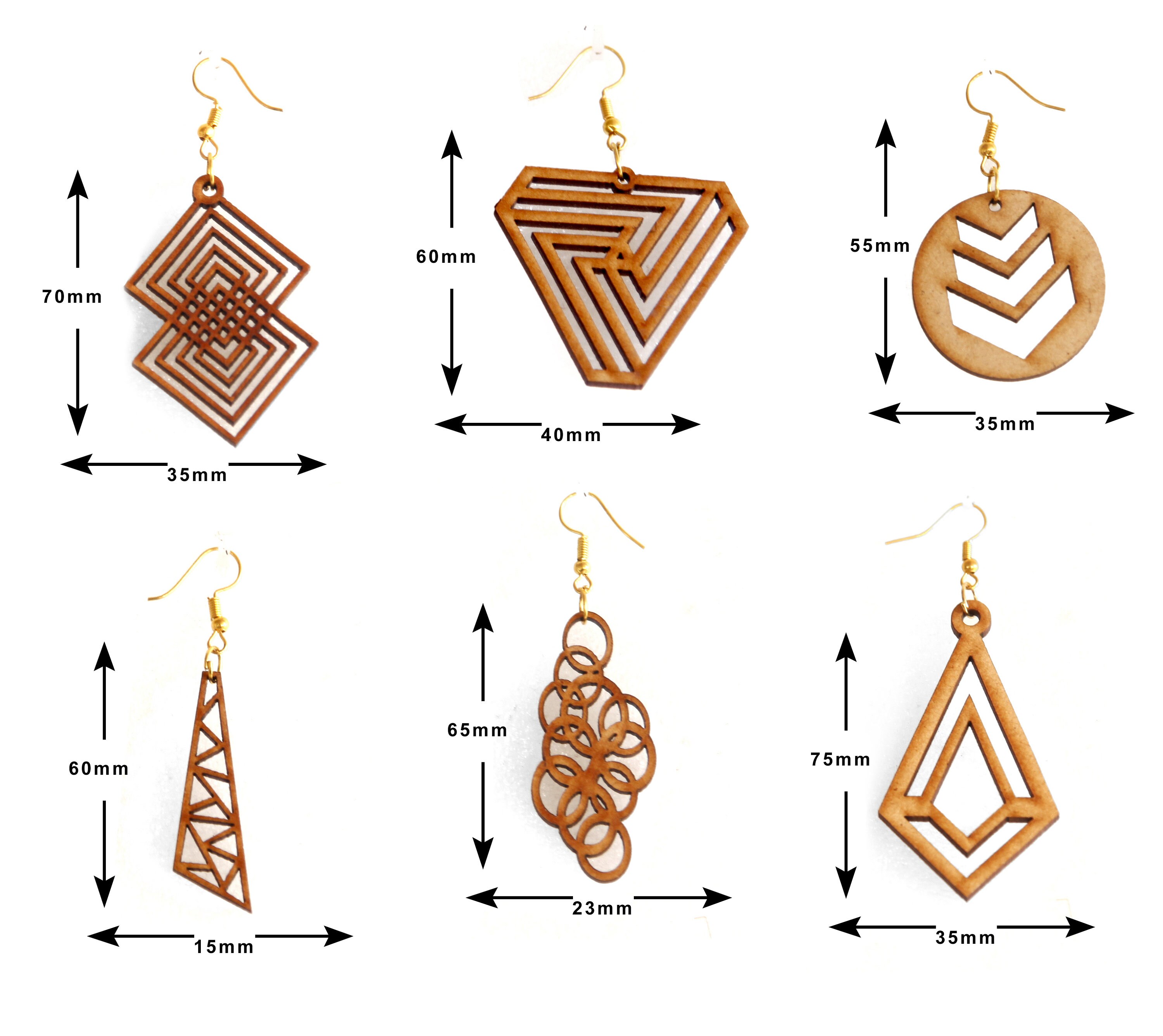 Lightweight wood dangle earrings wood geometric earrings Etsy