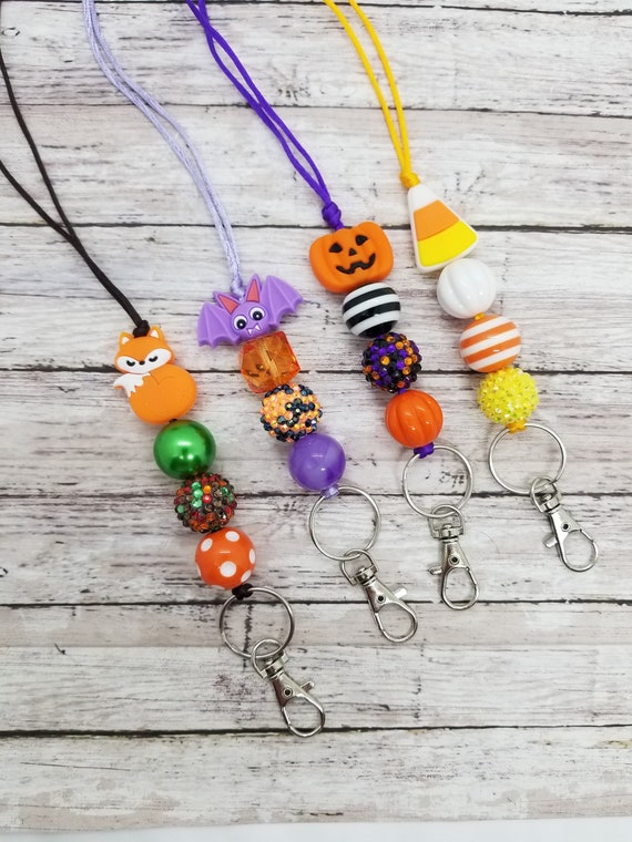 Fall Lanyards Halloween Teacher Lanyard Pumpkin Lanyard Bat Etsy