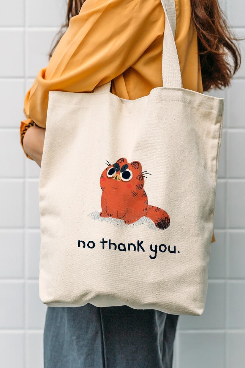 Reusable Bags Print Cotton Tote Bag Eco-friendly Beach Bag Printed Canvas Tote Bag Gift For Mom Gift For Her No Thank You