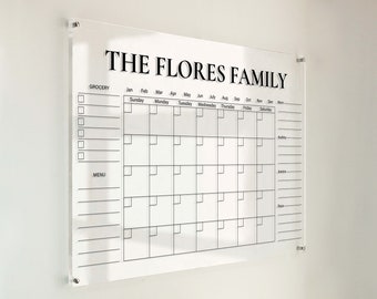 Acrylic Wall Calendar | Erasable Monthly Planner | Acrylic Family Planner | Minimalist Wall Decor | Personalized Acrylic Calendar
