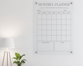 Custom Acrylic Monthly Calendar | Dry Erase Family Planner, Whiteboard Planner