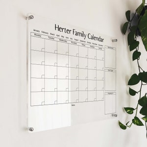 Personalized Acrylic Family Calendar: Dry Erase Wall Planner
