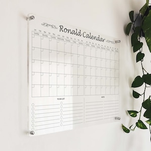 Two Month Acrylic Calendar - Dry Erase Clear Acrylic Wall Calendar - Acrylic Family Planner - Personalized NoteBoard - Family Command Center
