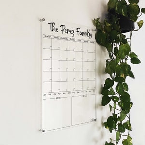Personalized Acrylic Monthly Calendar: Erasable Wall Planner w/ Marker