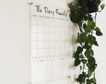 Acrylic Monthly Calendar - Monthly Planner - Erasable Wall Planner - Dry Erase Monthly Acrylic Board - Personalized Note Board w/Marker
