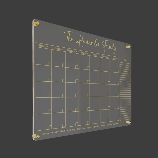 Acrylic Calendar for Wall - Acrylic Dry Erase Note Board - Acrylic Wall Calendar - Acrylic Dry Erase Wall Calendar - Acrylic Calendar