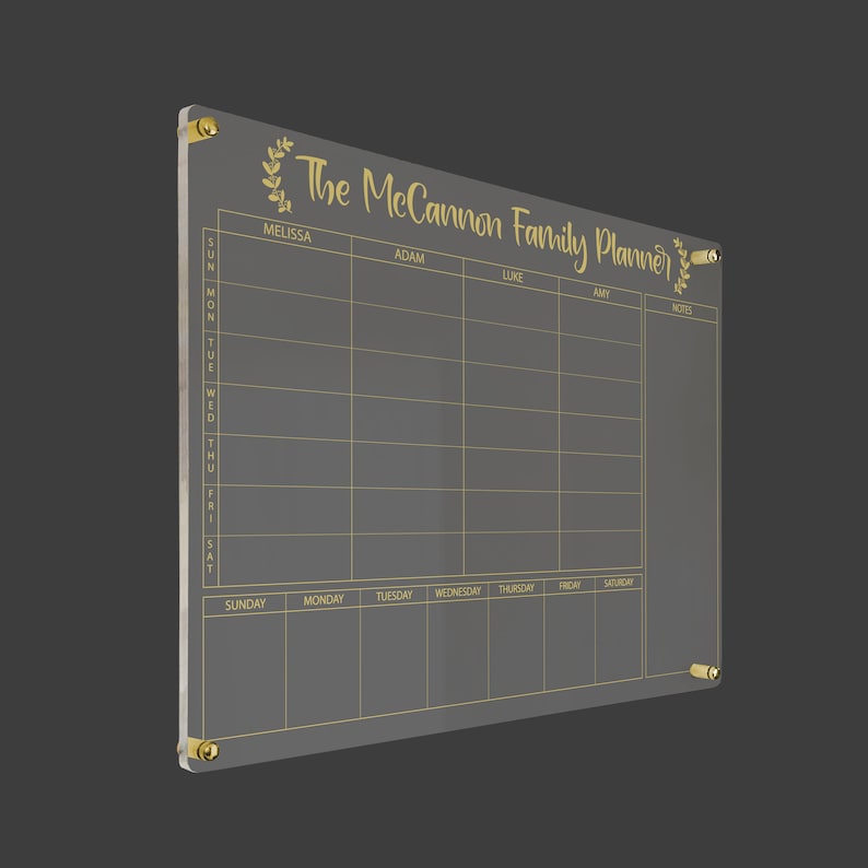 Acrylic Family Planner Family Chore Chart