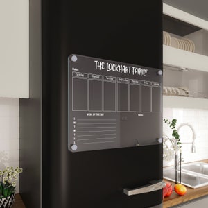 Calendário magnético de acrílico personalizado para geladeira: planejador semanal familiar