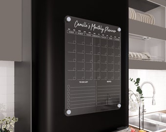 Dry Erase Calendar - Magnetic Fridge Calendar - Magnetic Monthly Acrylic Calendar -  Acrylic Magnetic Kitchen Board - Kitchen Wall Decor