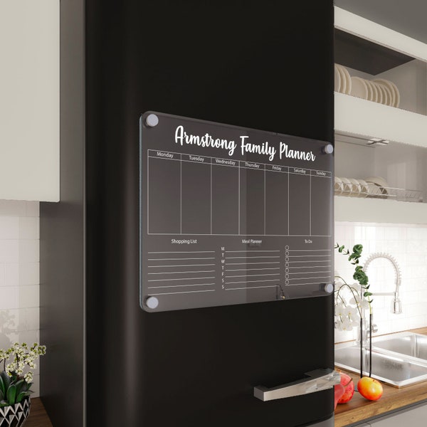 MAGNETIC Family Calendar - Calendrier de réfrigérateur en acrylique - Tableau magnétique en acrylique - Calendrier de réfrigérateur magnétique - Calendrier de réfrigérateur personnalisé avec Mar