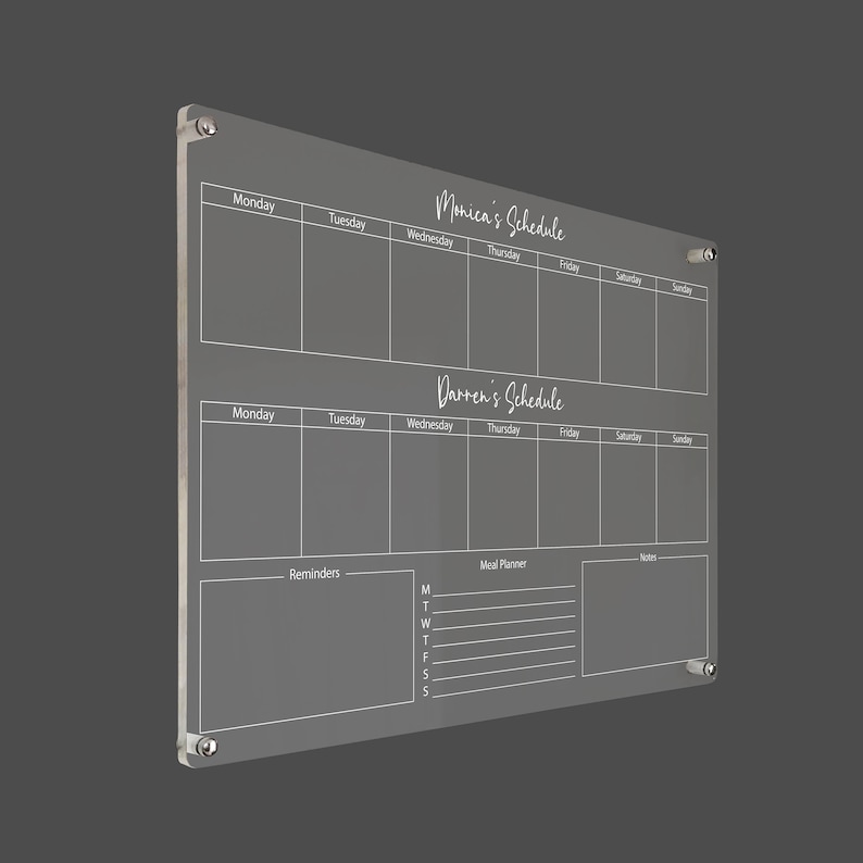 Acrylic Dry Erase Board Weekly Calendar