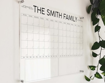 LARGE 2 Month Acrylic Calendar - Family Calendar - Command Center - Acrylic Calendar for Monthly Planner - Large 2 Month Acrylic Calendar