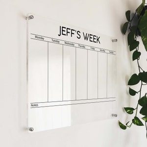 Personalized Acrylic Weekly Planner: Dry Erase Wall Calendar with Marker