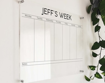 Personalized Acrylic Weekly Planner - Dry Erase Weekly Calendar - Personal Weekly Planner - Daily and Weekly Wall Calendar 2023 with Marker