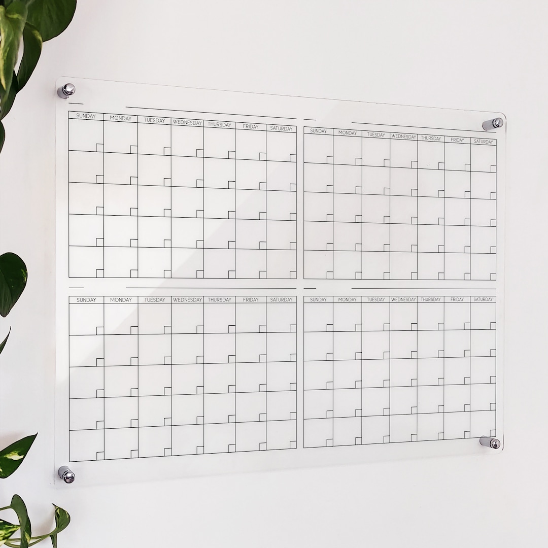 4 Months Acrylic Wall Calendar Acrylic Wall Planner Dry Erase Home Wall Planner Home Office
