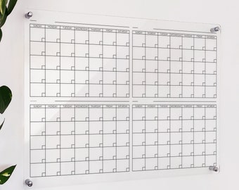 4 Monate Acryl Wandkalender - Acryl Wandplaner - Dry Erase Home Wall Planner - Home Office - Custom Dry Erase Acryl Familienkalender