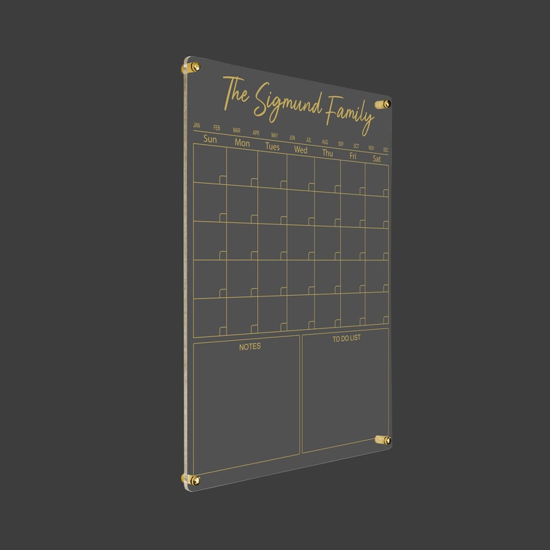Acrylic Monthly Calendar Monthly Planner Erasable Wall Etsy