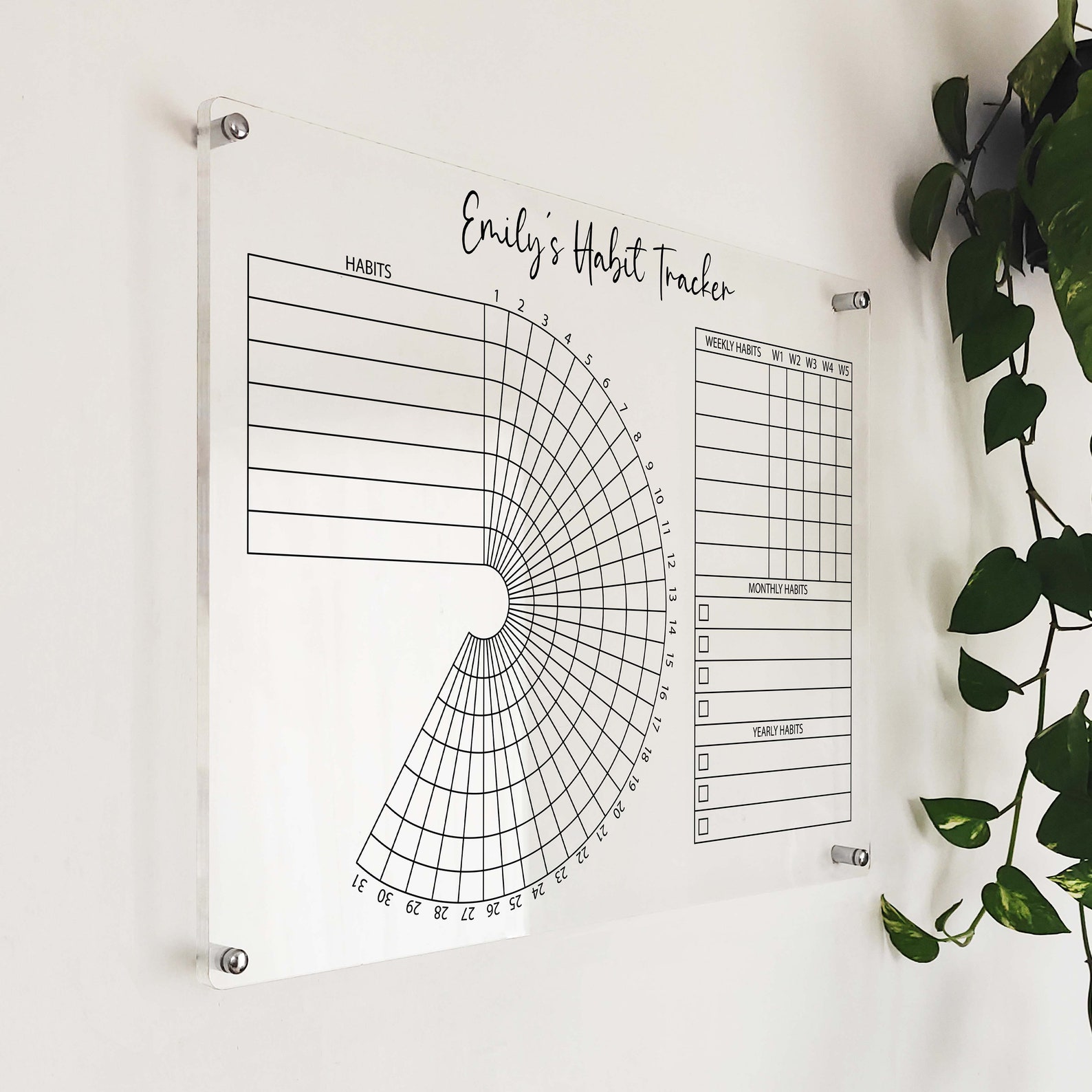 Personalized Acrylic Habit Tracker: Monthly Weekly Chart Board - Etsy