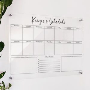 Acryl Wöchentlicher Wandkalender - Personalisierter Planner - Acryl trocken abwischbarer Planer - AHDH Glas-Wochenkalender - Personalisierte Notiztafel