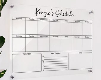 Acryl Wöchentlicher Wandkalender - Personalisierter Planner - Acryl trocken abwischbarer Planer - AHDH Glas-Wochenkalender - Personalisierte Notiztafel