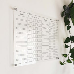 Personalisierte Acryl Chore Chart für Zwei - Acryl Chore Chart - Acryl Trocken Erase Personalisierte Chore Chart für Zwei