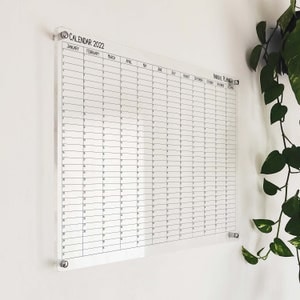 Yearly Wall Calendar - Large 2025 Calendar -  Large Acrylic Wall Calendar - Adhd Yearly Planner Adult with Marker
