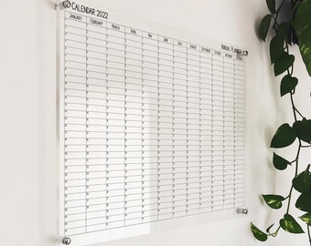 Yearly Wall Calendar - Large 2025 Calendar -  Large Acrylic Wall Calendar - Adhd Yearly Planner Adult with Marker
