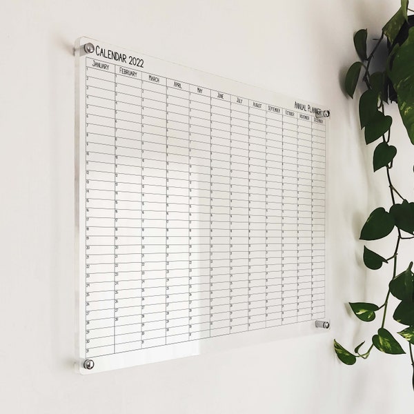 2023 Acrylic Yearly Calendar - Acrylic Annual Wall Calendar 2023 -  Large Acrylic Wall Calendar - Adhd Yearly Planner Adult with Marker