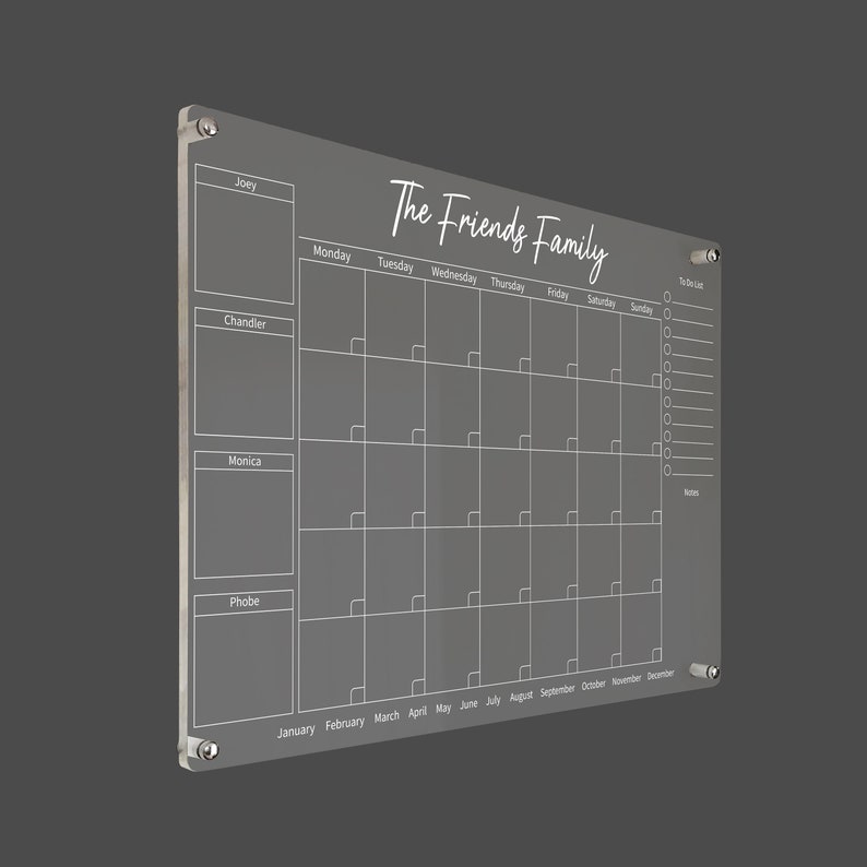Personalized Family Calendar Monthly Calendar Acrylic Board Etsy