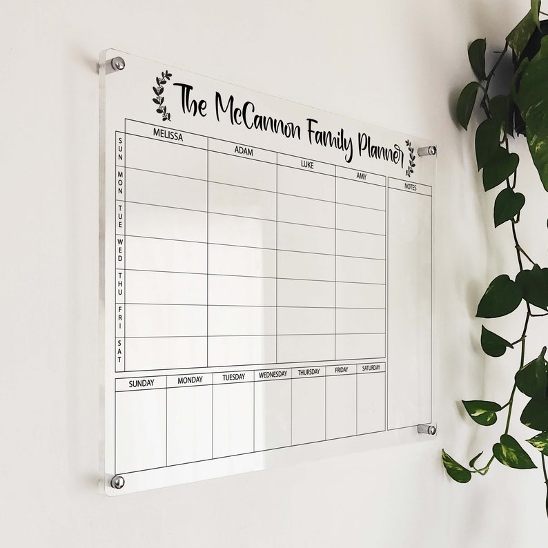 Acrylic Family Planner Family Chore Chart