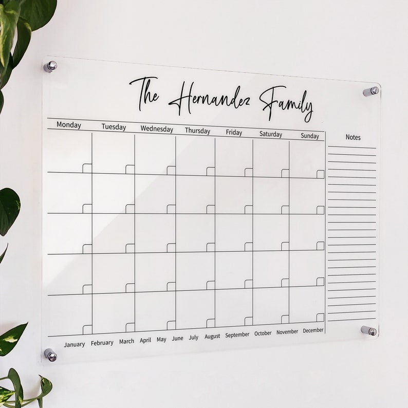 Acrylic Calendar for Wall Acrylic Dry Erase Note Board Etsy