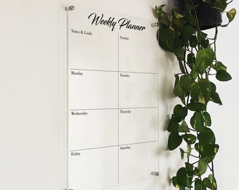 Acrylic Weekly Calendar - Personalized Acrylic Weekly Calendar - Dry Erase Board - Modern Wall Calendar with Marker - Office Board