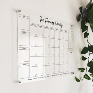 Gepersonaliseerde familiekalender - Maandkalender Acryl Board - Dry Erase Board - Wandkalender - Acryl Familiekalender - Wanddecoratie