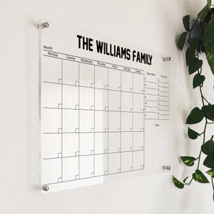 2025 Wall Calendar - Acrylic Monthly Planner for Wall - Custom Acrylic Calendar - Acrylic Dry Erase Board - Personalized Calendar